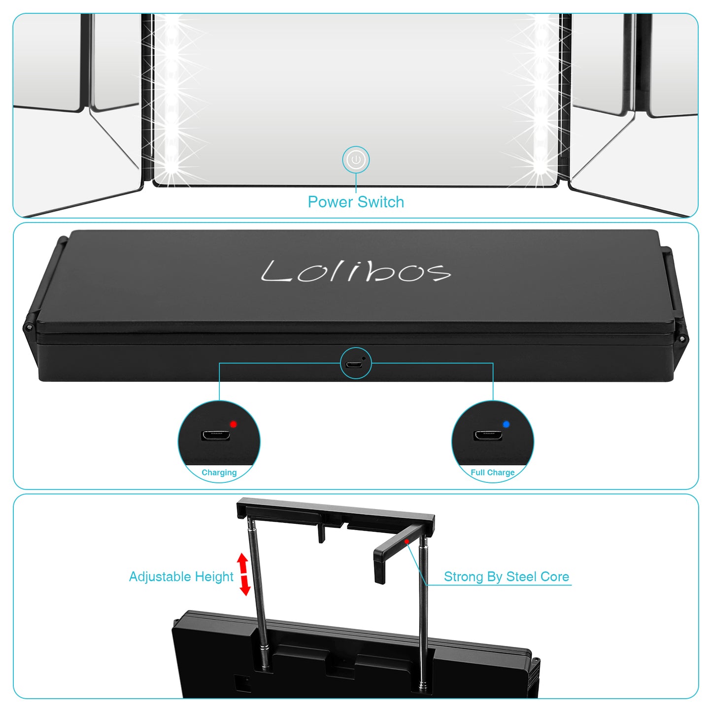 Lolibos 3 Way Mirror for Self Hair Cutting & Styling
