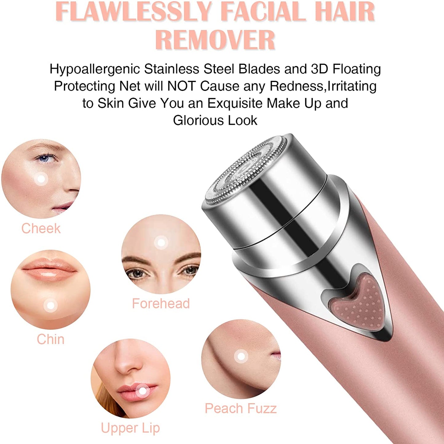 Women’s Electric Facial Hair Remover Tool (Rose Gold)