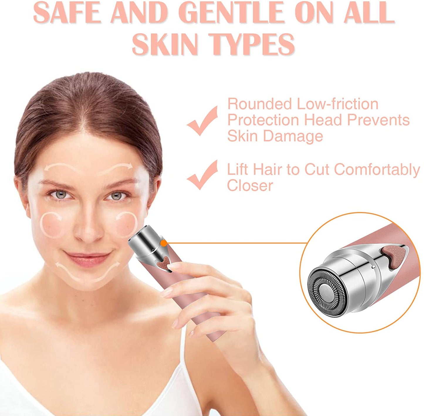 Women’s Electric Facial Hair Remover Tool (Rose Gold)